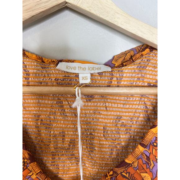 NWT Love The Label Floral Printed Beryl Orange Mango Blouse Top Size: XS - Picture 4 of 8